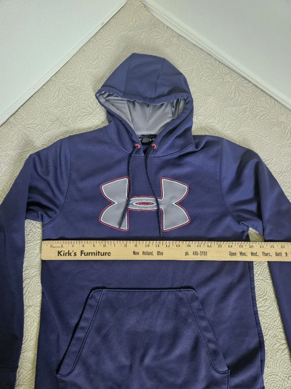 Under armour Fleece Storm Big Logo Men's Hoodie, Size Small - Navy Blue - Picture 3 of 5